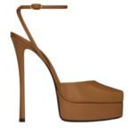 SAINT LAURENT LA SCANDALE PLATFORM SANDALS IN SMOOTH LEATHER