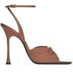 SAINT LAURENT LOLA SANDALS IN SMOOTH LEATHER AND DRAPED JERSEY