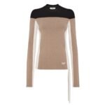 FENDI SWEATER BEIGE WOOL AND VISCOSE JUMPER