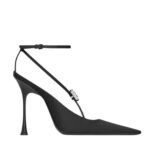 SAINT LAURENT HARLOW PUMPS IN SATIN CREPE AND CRYSTALS