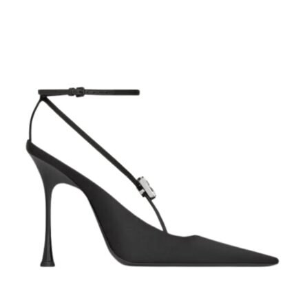 SAINT LAURENT HARLOW PUMPS IN SATIN CREPE AND CRYSTALS