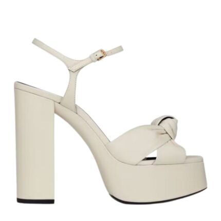 SAINT LAURENT BIANCA PLATFORM SANDALS IN SMOOTH LEATHER