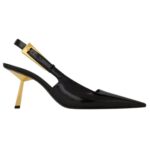 SAINT LAURENT LEE SLINGBACK PUMPS IN GLAZED LEATHER