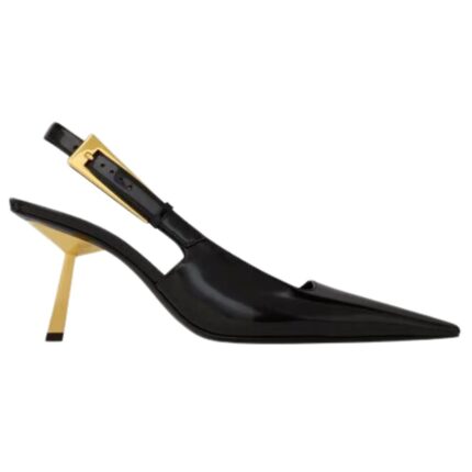 SAINT LAURENT LEE SLINGBACK PUMPS IN GLAZED LEATHER