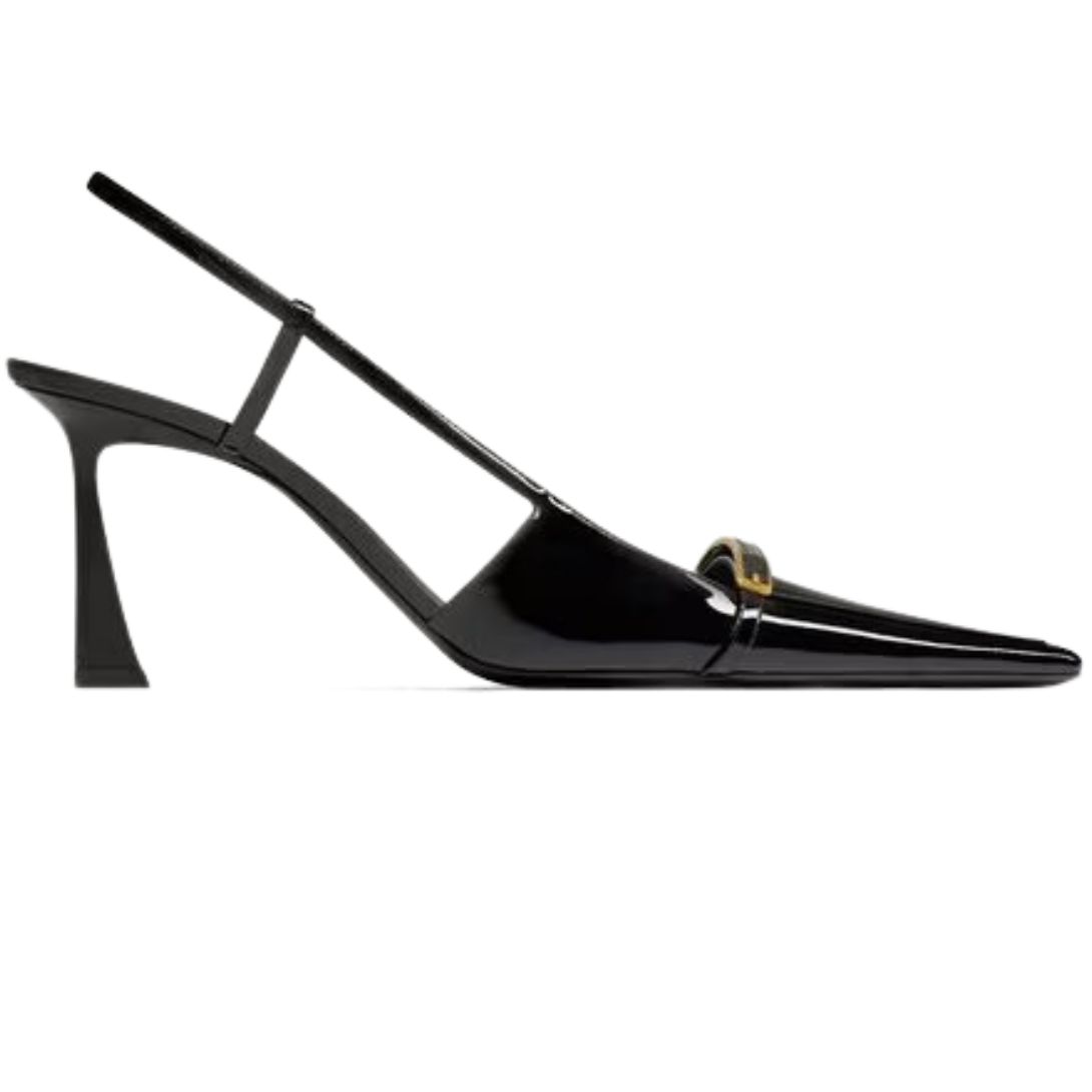 1 SAINT LAURENT JACQUELINE SLINGBACK PUMPS IN PATENT LEATHER