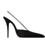 SAINT LAURENT AMANDA SLINGBACK PUMPS IN SATIN CREPE AND RHINESTONES