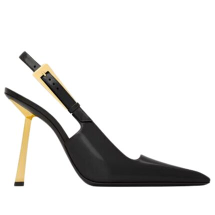 SAINT LAURENT LEE SLINGBACK PUMPS IN GLAZED LEATHER