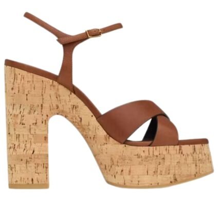 SAINT LAURENT BIANCA PLATFORM SANDALS IN SMOOTH LEATHER