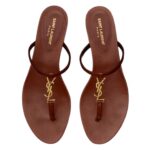 SAINT LAURENT CASSANDRA SLIDES IN SMOOTH LEATHER
