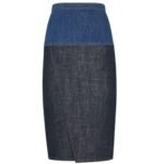 FENDI JEANS SKIRT BLUE TWO-TONE DENIM SKIRT