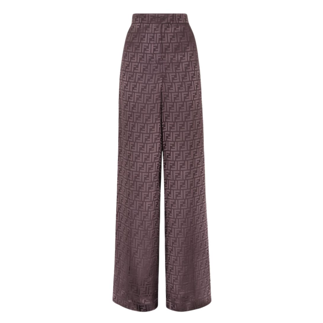 1 FENDI DARK PURPLE FF SILK PANTS