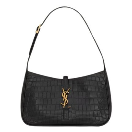 SAINT LAURENT LE 5 À 7 IN CROCODILE-EMBOSSED SHINY LEATHER