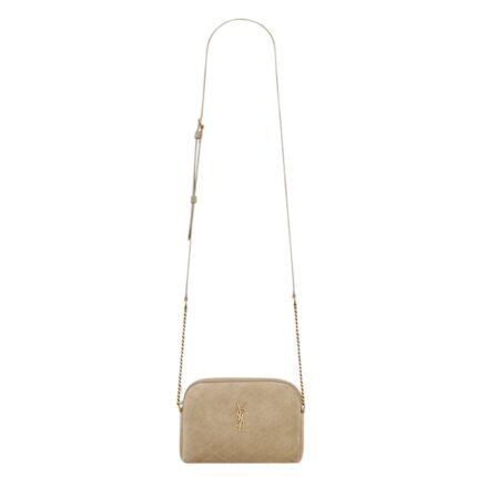 SAINT LAURENT GABY ZIPPED POUCH IN QUILTED SUEDE
