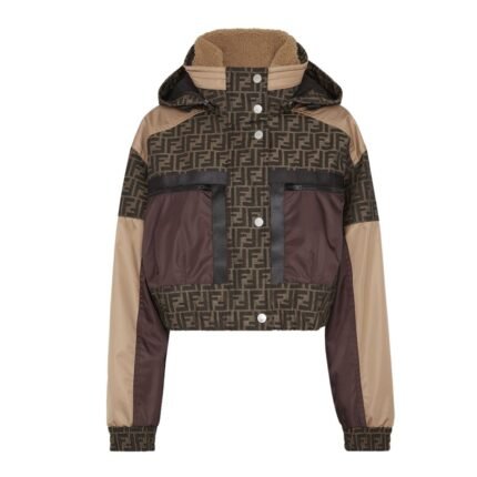 FENDI SKI JACKET BROWN FF CANVAS JACKET