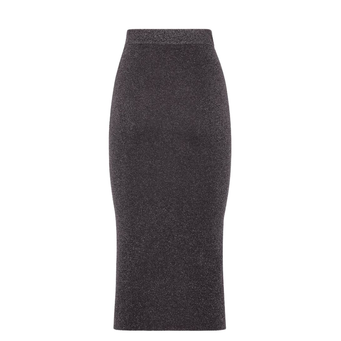 1 FENDI SKIRT BLACK JERSEY WITH METALLIC YARN