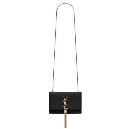 SAINT LAURENT KATE SMALL TASSEL IN CROCODILE-EMBOSSED LEATHER