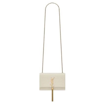 SAINT LAURENT KATE SMALL TASSEL IN CROCODILE-EMBOSSED LEATHER