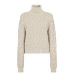 FENDI SWEATER BEIGE FF WOOL AND CASHMERE TURTLENECK JUMPER