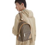 FENDI CHIODO SMALL DIAGONAL BROWN FF CANVAS BACKPACK