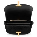 TOM FORD SHINY STAMPED CROCODILE LEATHER WALLIS CROSSBODY BAG BLACK
