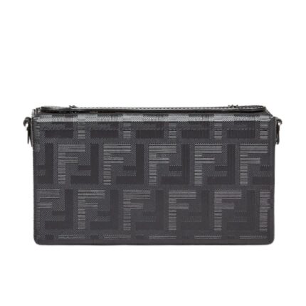 FENDI SOFT TRUNK BAGUETTE BLACK LEATHER BAG