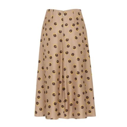 FENDI BROWN PRINTED SILK SKIRT