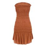 SAINT LAURENT SMOCKED DRESS IN STRETCH JERSEY