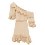 SAINT LAURENT RUFFLED DRESS IN SILK CREPON MUSLIN