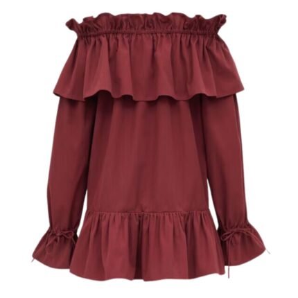 SAINT LAURENT RUFFLED DRESS IN COTTON TWILL