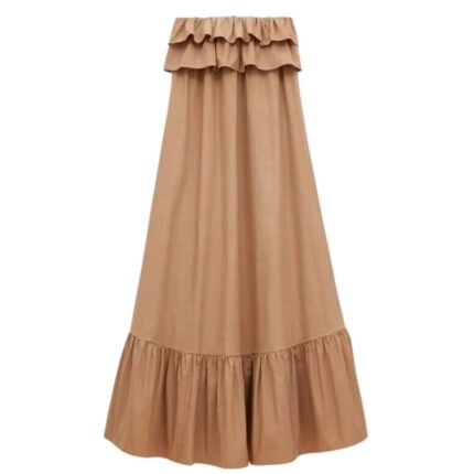 SAINT LAURENT RUFFLED DRESS IN COTTON SERGE