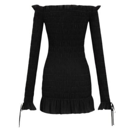 SAINT LAURENT SMOCKED DRESS IN SILK GEORGETTE