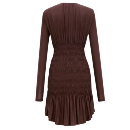SAINT LAURENT SMOCKED DRESS IN LAMÉ JERSEY