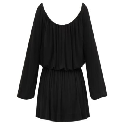 SAINT LAURENT GATHERED DRESS IN SATIN CREPE JERSEY