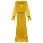 SAINT LAURENT RUFFLED DRESS IN SILK CREPON MUSLIN