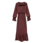 SAINT LAURENT RUFFLED DRESS IN SILK CHARMEUSE