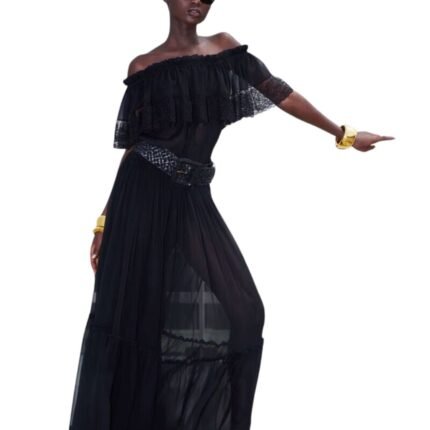 SAINT LAURENT RUFFLED SKIRT IN SILK CREPE MUSLIN