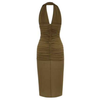 SAINT LAURENT HALTER DRESS IN SILK CREPE