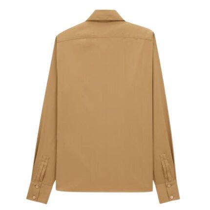 SAINT LAURENT GATHERED BLOUSE IN COTTON SATEEN
