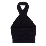 SAINT LAURENT HALTER TOP IN STRETCH JERSEY
