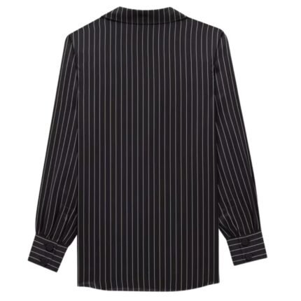 SAINT LAURENT PAJAMA SHIRT IN STRIPED SILK SATIN
