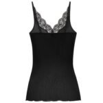 SAINT LAURENT LACED TANK TOP IN RIBBED SILK JERSEY