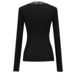 SAINT LAURENT LACED CARDIGAN IN RIBBED WOOL AND SILK