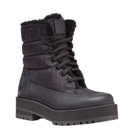 FENDI BLACK LEATHER BIKER BOOTS