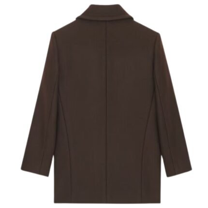 SAINT LAURENT DOUBLE BREASTED PEACOAT IN WOOL