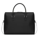 SAINT LAURENT DUFFLE BRIEFCASE IN GRAIN DE POUDRE EMBOSSED LEATHER