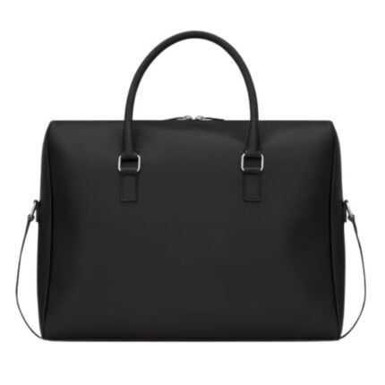 SAINT LAURENT DUFFLE BRIEFCASE IN GRAIN DE POUDRE EMBOSSED LEATHER