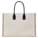 SAINT LAURENT RIVE GAUCHE LARGE TOTE BAG IN PRINTED CANVAS AND LEATHER