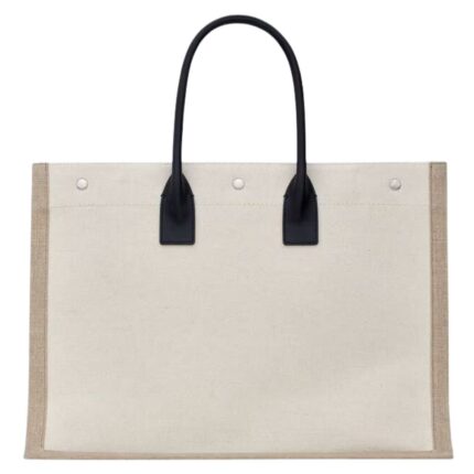 SAINT LAURENT RIVE GAUCHE LARGE TOTE BAG IN PRINTED CANVAS AND LEATHER