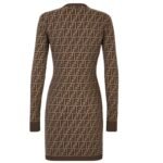 FENDI BROWN FF COTTON SHORT DRESS
