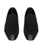 SAINT LAURENT GABRIEL LOAFERS IN PATENT LEATHER AND SILK SATIN